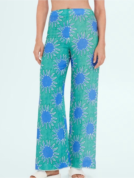 Simon Miller Pants - Simon Miller Blue & Green Wide-Leg Printed Pants